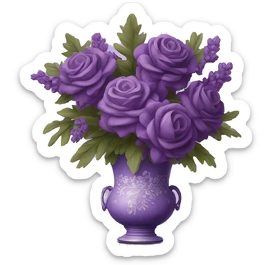 Purple bouquet in vintage vase sticker