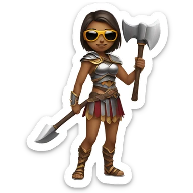 girl gladiator with sunglasses holding axe  sticker