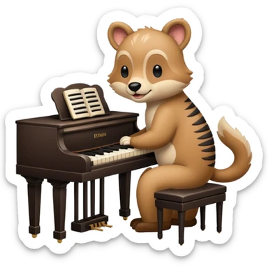 animal playing piano sticker