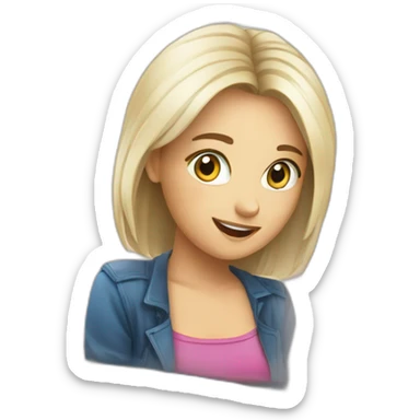 Online English lesson on laptop sticker