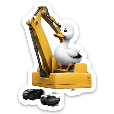 Duck sitting on a excavator sticker