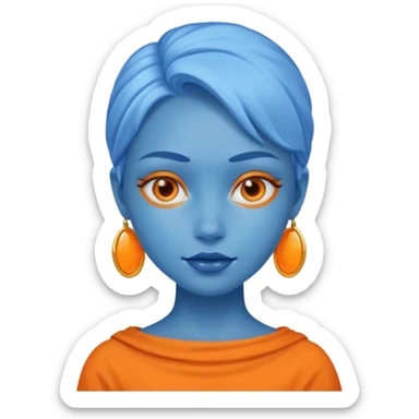 blue skinned orange glassed child girl sticker