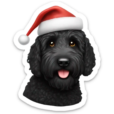 Black labradoodle with Santa hat sticker