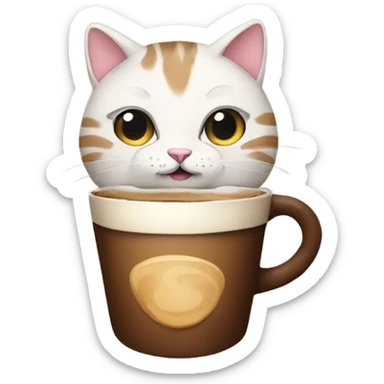 CAT with coffee  sticker