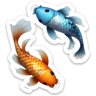 Pisces Two realistic koi fish swimming in circle ying yang cloudy dreamy sticker
