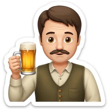 drunk middle man with a glass of beer sticker