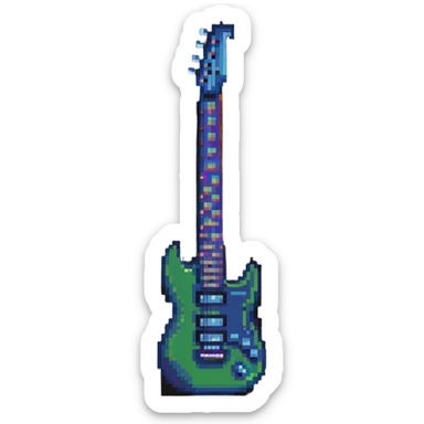 8-bit retro electric guitar, gaming style sticker