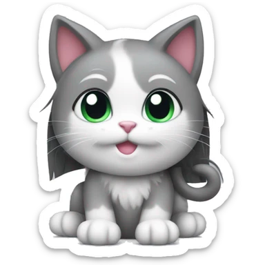 Kitty straightening hair  sticker