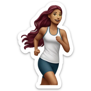 Beautiful tattooed  burgundy long haired woman jogging sticker