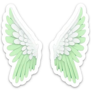 Simple angel wings, light green colour, mainly white. Should be very simple, not many lines. sticker