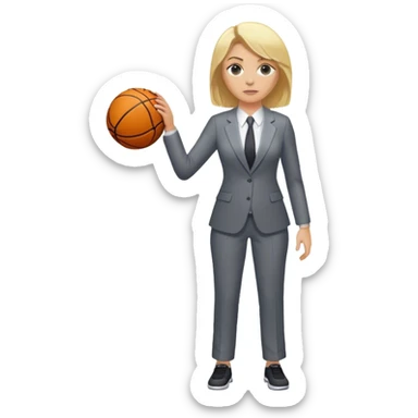 Full Body white female basketball head coach with blonde hair in suite sticker