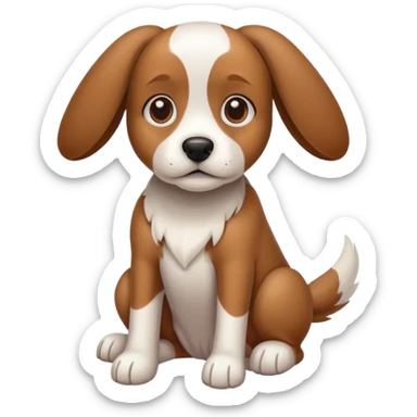 brown dog with floppy ears with white body sticker
