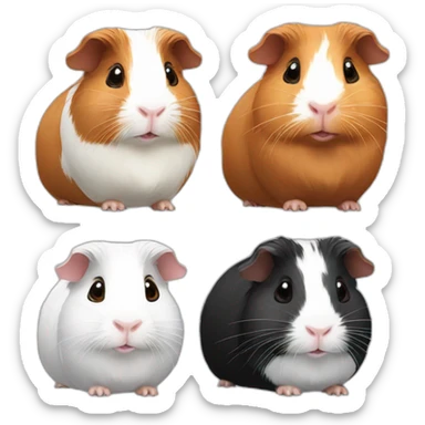 five different guinea pigs sticker