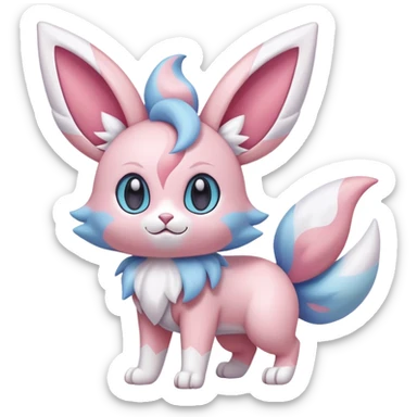 Sylveon-Skitty-Fakémon-hybrid-creature (full body)  sticker