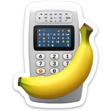 A banana with a phone keypad and screen on it. sticker