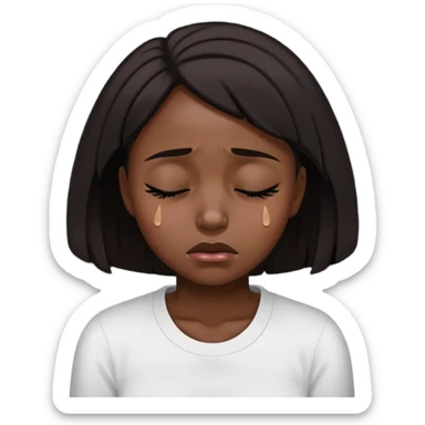 black dark girl super sad crying eyes closed sticker