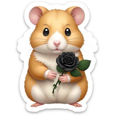 Hamster with a black rose sticker