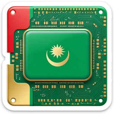 Saudi Arabian flag with microchip sticker