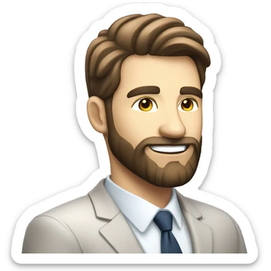 man stock trader, in suit, white skin, with beard, smile on face, dreaming on success   sticker