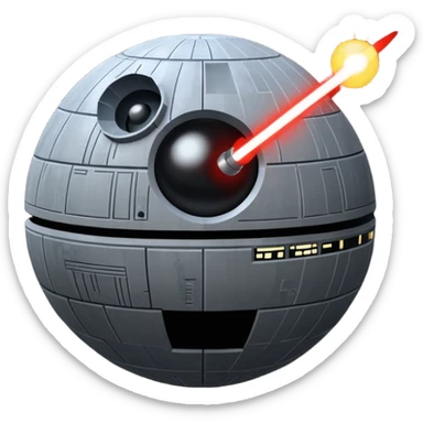 Star wars death star with beam emerging sticker
