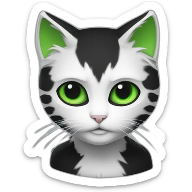 Chat noir et blanc au yeux vert sticker