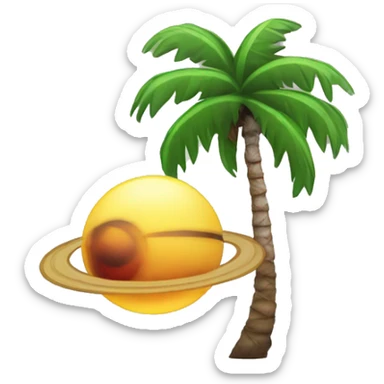 Saturn and palm tree emoji  sticker