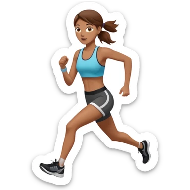 Naked woman running with brown hair sticker