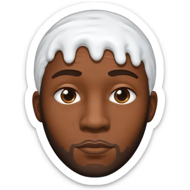 Black man face covered in icing sticker