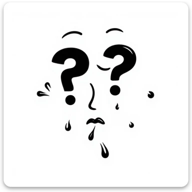 sobbing face with question marks sticker