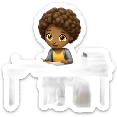 Girl studies on work sticker