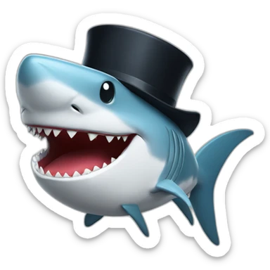 Shark with a top hat laughing  sticker
