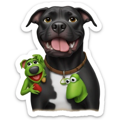 Black pitbull with the muppets sticker