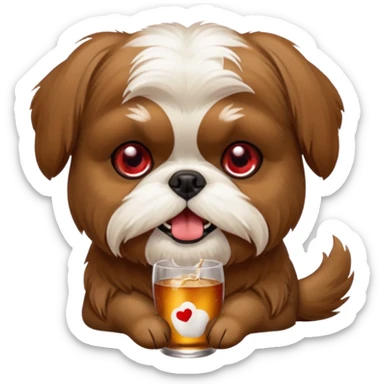 Shih Tzu dog drunk sticker