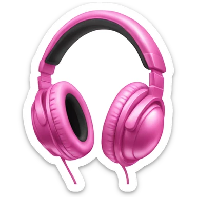 Realistic pair of metallic bubblegum pink Headphone set isolated.  sticker