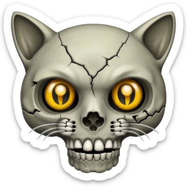 Zombie cat skull sticker