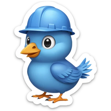 twitter bird wearing a hardhat sticker