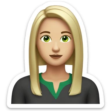 Make me a woman with short shoulder length straight hair and green eyes and a little bit chubby sticker