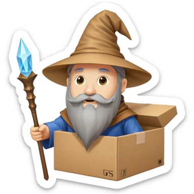 A cardboard box wizard. sticker