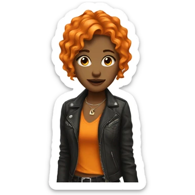 Rockstar Girl with orange hair  sticker