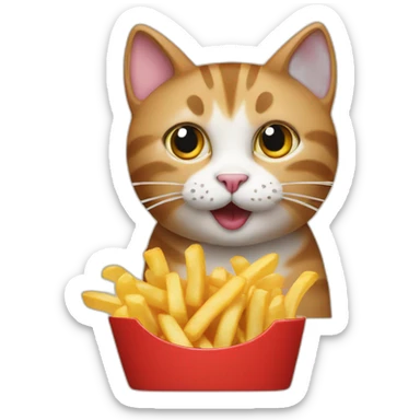 Cat eating fries sticker