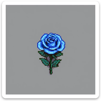 Make the blue rose smaller and add a dark background, keep pixel art icon style. sticker
