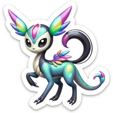 Colorful Shiny Edgy Cool Badass Painted Splashed Exotic Meloetta-Palkia-Venom-Stitch-Fakémon-creature-hybrid sticker