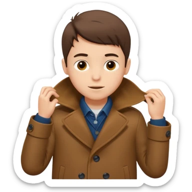emoji- of a boy putting on his coat sticker