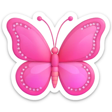 pink butterfly with sparkles, 3D style sticker