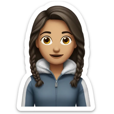 brunette girl skiinh sticker