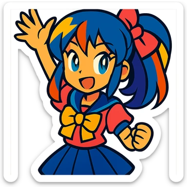 anime girl in vibrant toon style sticker