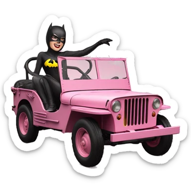 Batgirl 1942 Willy’s pink army jeep sticker