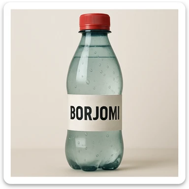 Borjomi water bottle emoji with a different label, variation 4, more realistic sticker