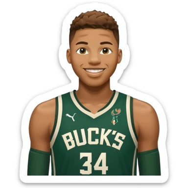 giannis smiling Bucks number 34 sticker