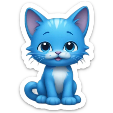 blue smurf cat with blue furr sticker